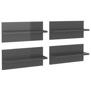 vidaXL Zidne police 4 kom visoki sjaj sive 40 x 11,5 x 18 cm