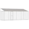 vidaXL Kavez za psa s krovom Srebrno 600 x 200 x 256 cm Čelik i PE