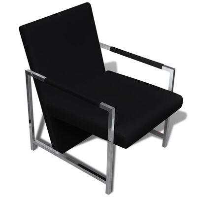 vidaXL Fotelja od umjetne kože s kromiranim nogama crna