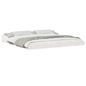vidaXL Krevetna konstrukcija Bijelo 200 x 200 cm Čvrsto borovo drvo