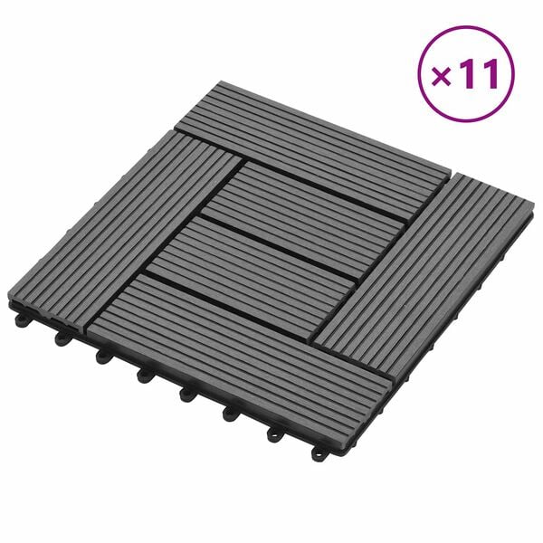 vidaXL Pločice za decking 11 pcs Sivi 30 x 30 cm Drvoplastična smjesa