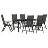 vidaXL 7-dijelni vrtni blagovaonski set crni aluminijski