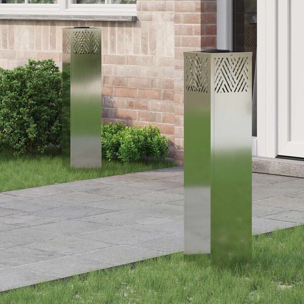 vidaXL Solarna LED svjetlost za stazu 2 pcs Srebrno Galvanizirano