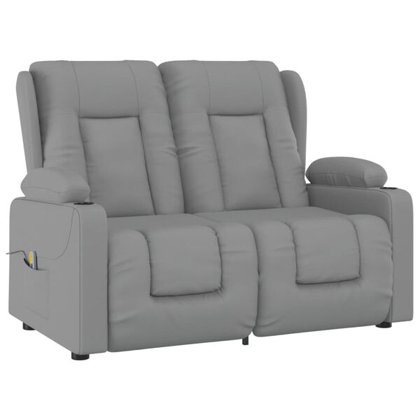 vidaXL Masažni dvosjed od umjetne kože s držačima ča&scaron;a krem