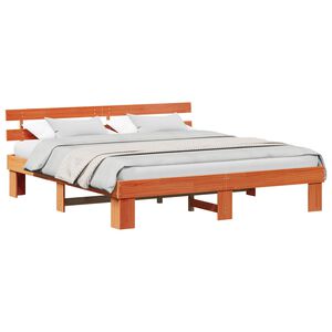 vidaXL Krevetna konstrukcija s uzglavljem Vosak smeđa 200 x 200 cm