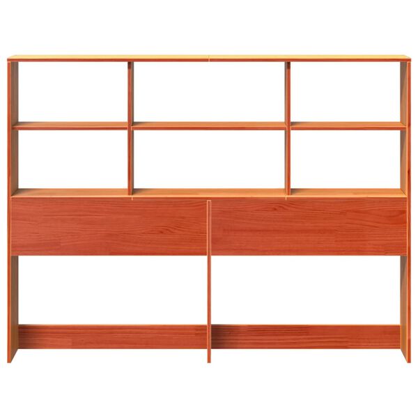 vidaXL Uzglavlje sa spremi&scaron;tem vo&scaron;tano smeđe 120cm od masivne borovine