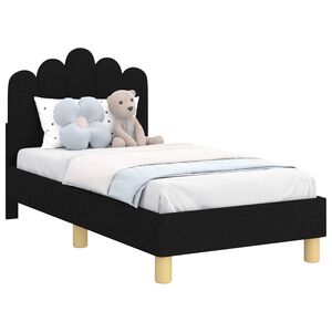 vidaXL Okvir kreveta za malu djecu s naslonom Crna 70 x 140 cm Tkanina