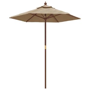 vidaXL Vrtni suncobran s drvenim stupom smeđesivi 196 x 231 cm