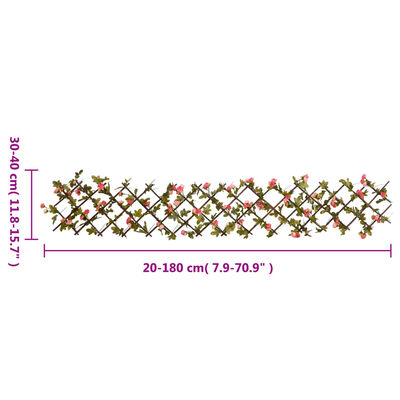 vidaXL Proširiva rešetka od umjetnog bršljana roza 180 x 20 cm