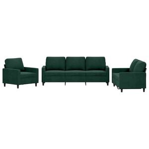vidaXL 3-dijelni set sofa s jastucima tamnozeleni bar&scaron;unasti