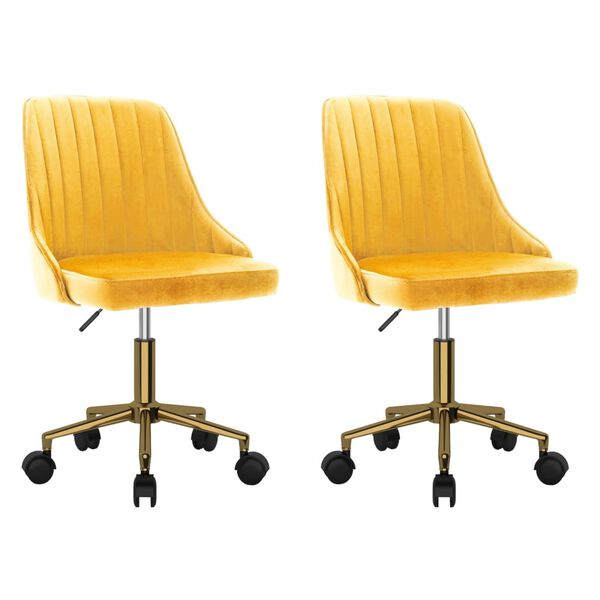vidaXL Okretne blagovaonske stolice 2 kom žute bar&scaron;unaste
