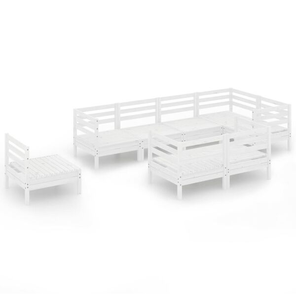 vidaXL 8-dijelna vrtna garnitura od masivne borovine bijela