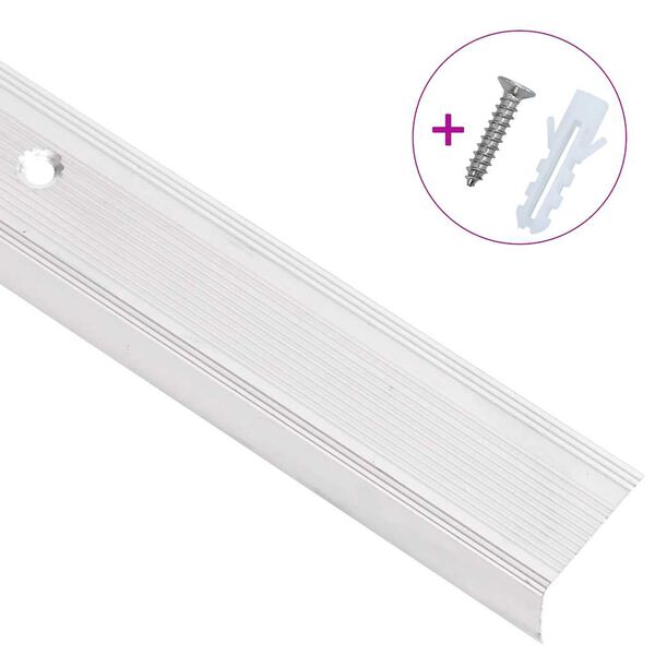 vidaXL Rubnjaci za stepenice L-oblik 15 kom aluminijski 90 cm srebrni