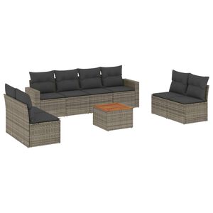 vidaXL 9-dijelni set vrtnih sofa od poliratana s jastucima sivi