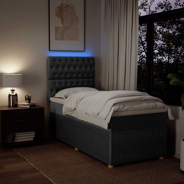 vidaXL Okvir kreveta s oprugama i madrac tamnosivi 80x200cm od tkanine