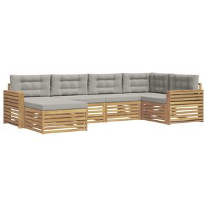 vidaXL Set vanjskih sofa 6 kom. Bijela i svjetlosiva Poliester