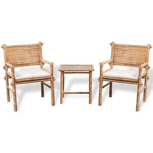 vidaXL 3-dijelni bistro set od bambusa s jastucima
