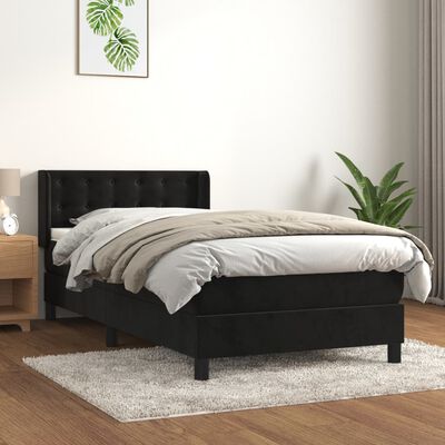 vidaXL Box spring krevet s madracem crni 90x190 cm baršunasti