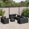 vidaXL 9-dijelni set vrtnih sofa s jastucima crni od poliratana
