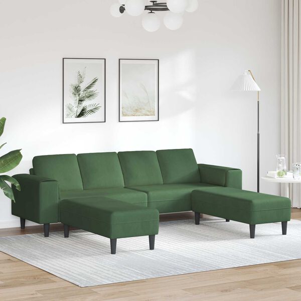 vidaXL Sofa s jastukom Tamnozelena 250 x 188 x 76 cm Kordura tekstil