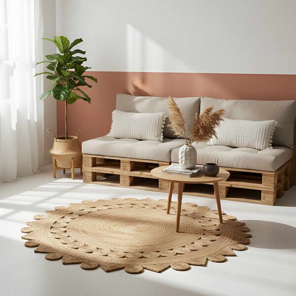 vidaXL Tepih Smeđa &Oslash; 240 cm Juta