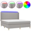 vidaXL Krevet box spring s madracem LED svjetlosivi 160x200 cm tkanina