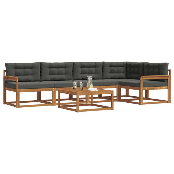 vidaXL Set vanjskih sofa s jastukom 6 pcs Prirodna i antracit