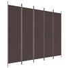 vidaXL Sobna pregrada s 5 panela smeđa 250 x 200 cm od tkanine