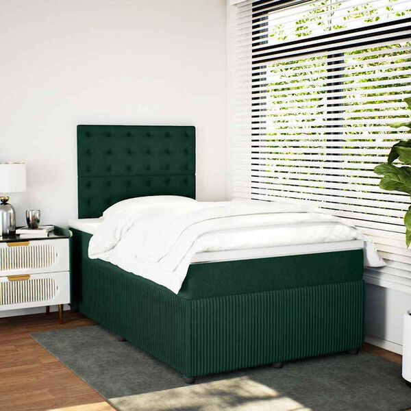 vidaXL Krevet box spring s madracem tamnozeleni 120x190 cm bar&scaron;unasti