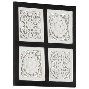 vidaXL Ručno rezbareni zidni panel MDF 40 x 40 x 1,5 cm crno-bijeli