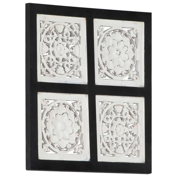 vidaXL Ručno rezbareni zidni panel MDF 40 x 40 x 1,5 cm crno-bijeli