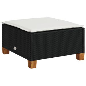 vidaXL Vrtni tabure s jastukom crni 63,5x56x32 cm od poliratana