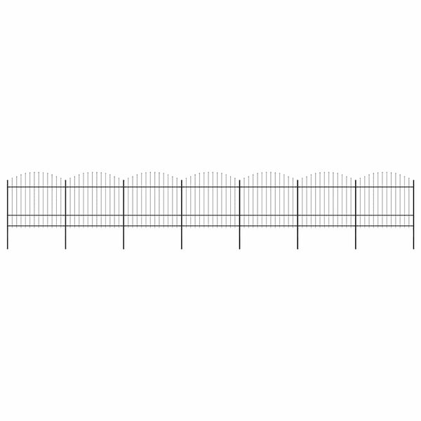 vidaXL Vrtna ograda s vrhom koplja Čelik 1248 x 175 cm Crna