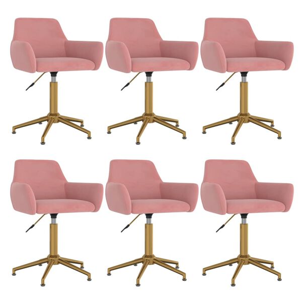 vidaXL Okretne blagovaonske stolice 6 kom ružičaste bar&scaron;unaste