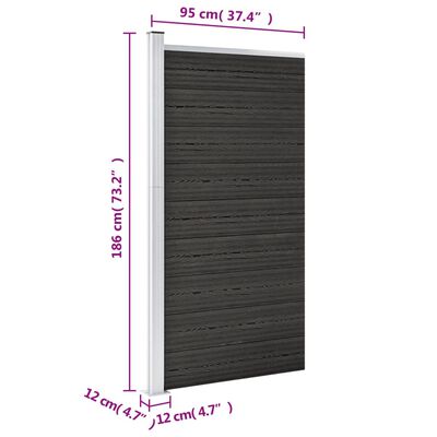 vidaXL Panel za ogradu WPC 95 x 186 cm sivi