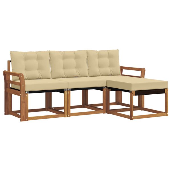 vidaXL Set vanjskih sofa s jastukom 4 pcs Prirodna i bež