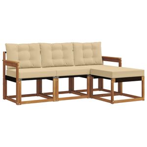 vidaXL Set vanjskih sofa s jastukom 4 pcs Prirodna i bež