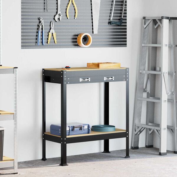 vidaXL Radne klupe s ladicama Crna 81 x 41 x 145 cm Konstruirano drvo