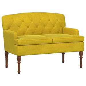 vidaXL Ljubavni kauč s gumbima Svijetlo žuta 111 x 65 x 79 cm Bar&scaron;un