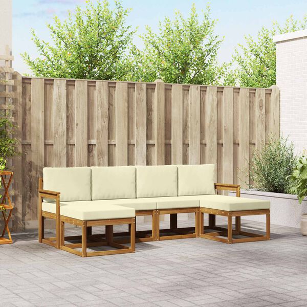 vidaXL Set vanjskih sofa 6 pcs Prirodna i krem Konstruirano drvo