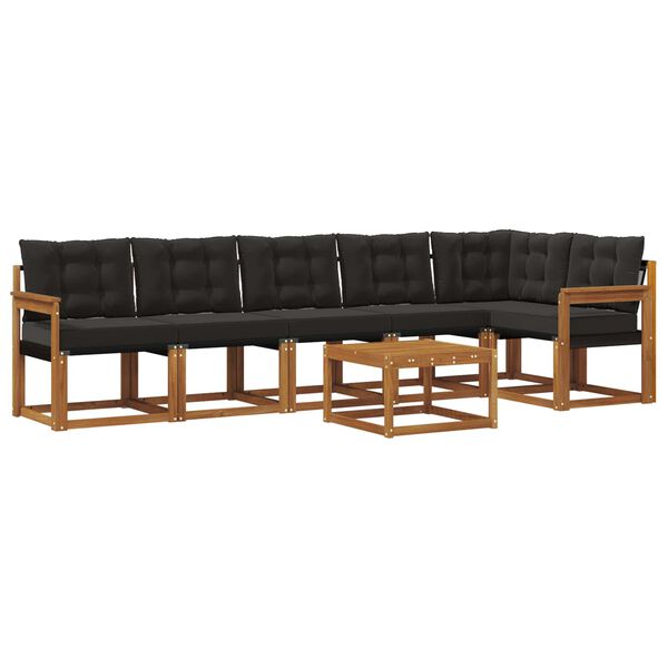vidaXL Set vanjskih sofa s jastukom 7 pcs Prirodna i crna