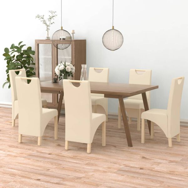 vidaXL Blagovaonske stolice od umjetne kože 6 kom krem