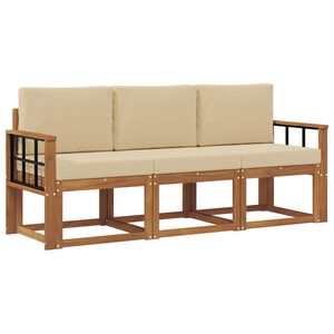 vidaXL Set vanjskih sofa s jastukom 3 pcs Prirodna i bež