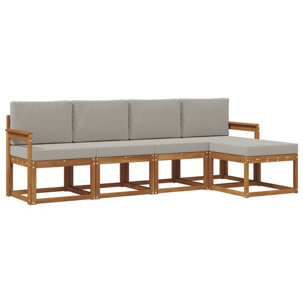 vidaXL Set vanjskih sofa s jastukom 5 pcs Prirodna i svijetlo siva
