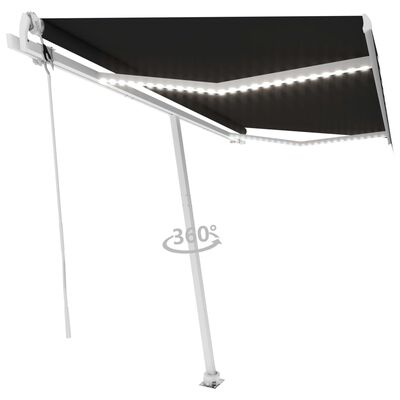 vidaXL Automatska tenda sa senzorom za vjetar LED 400x300 cm antracit
