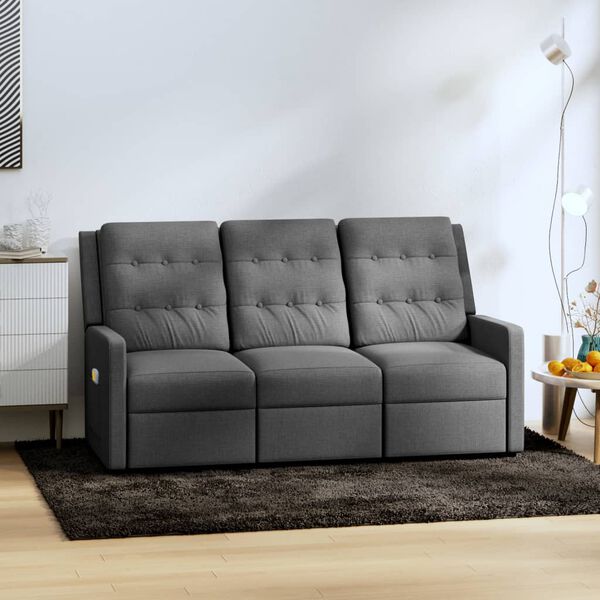 vidaXL Masažni trosjed od tkanine svjetlosivi