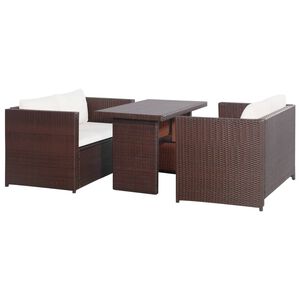 vidaXL 3-dijelni bistro set od poliratana s jastucima smeđi