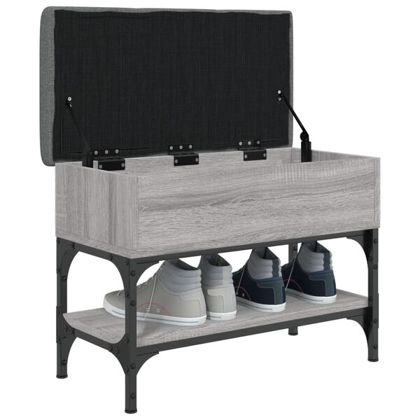 vidaXL Klupa za cipele siva boja hrasta 62x32x45 cm konstruirano drvo