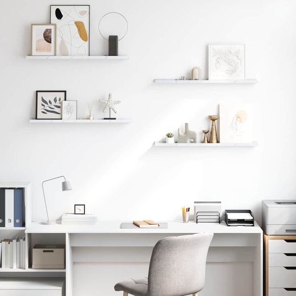 vidaXL Polica na zidu s policom 4 pcs Bijeli mramor 80 x 9 x 3 cm