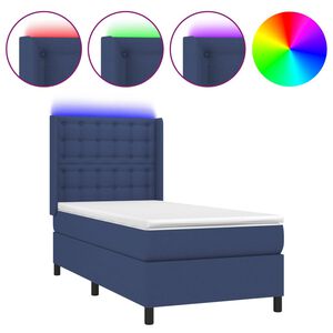 vidaXL Krevet box spring s madracem LED plavi 80 x 200 cm od tkanine
